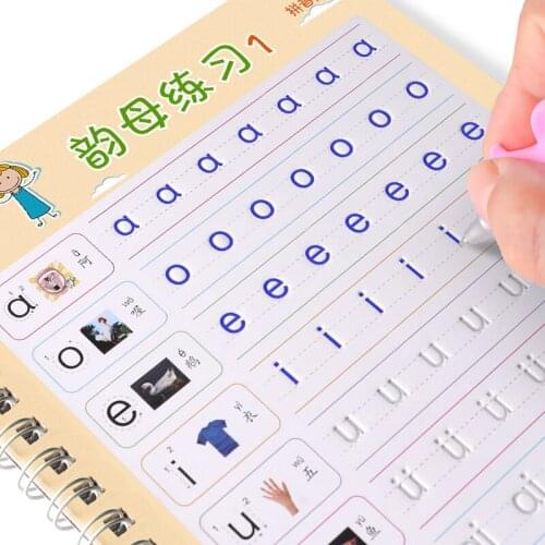 6 Books 3D Reusable Copybook For Calligraphy Learn Alphabet Painting Arithmetic Math Children Handwriting Practice Book For Kids
