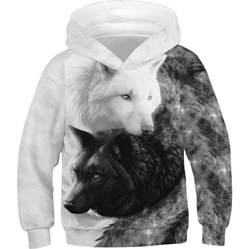 6 8 10 12 14 Years Big Kids 3D Hoodies Childrens Sweatshirt Kids Full Sleeve Spring Autumn Hoodie Boys Wolf Print Coats Outwear