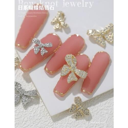 3D Delicate Zircon Nails Decor Nail Rhinestones Charms Shiny DIY Nail Bow Tie Drill Nail Art Decoration Manicure Ornaments