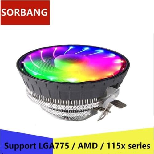 High Quality SORBANG Brilliant color CPU radiator desktop computer ultra quiet luminous CPU fan 775amdin radiator