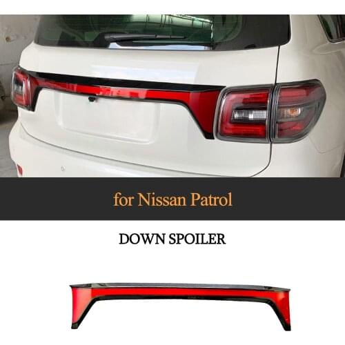 Rear Spoiler Wing For Nissan Patrol Y62 2018 Rear Trunk Middle Lower Wing Window Lip Spoiler ABS Glossy Red with White and Black