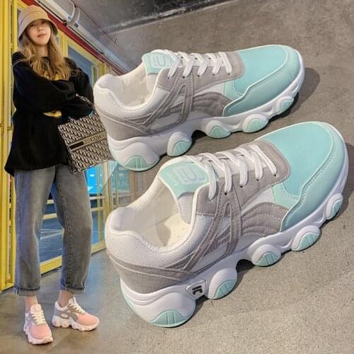 Women Sneakers Breathable Outdoor Walking Shoes Woman Mesh Casual Shoes Pink Lace-Up Ladies Shoes 2021 Fashion Female Sneakers