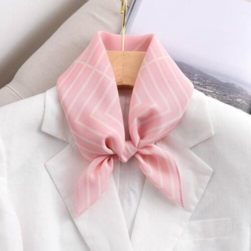 Stripe Print Summer 100% Pure Silk Scarf Bandana Women Ladies Fashion Beach Hat Bag Scarfs Headband Hairband 58*58cm