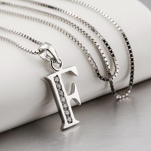 YFN Fashion Letter F Necklace & Pendant CZ Aphabet Choker 18Inch Chain For Women Sterling Silver Wholesale Drop Shipping