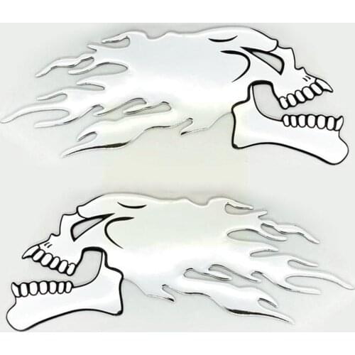 1Pair 3D Motorcycle Ghost Skull Head helmet Tank Pad truck Fairing Decals Motorbike decoration Car Stickers T9Y7