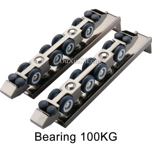 1PCS 4 Wheels/ 8 Wheels Slide Doors Pulley Room Sliding Wardrobe Wood Doors Hanging Rail Wheels Bearing 50KG/100KG GF375