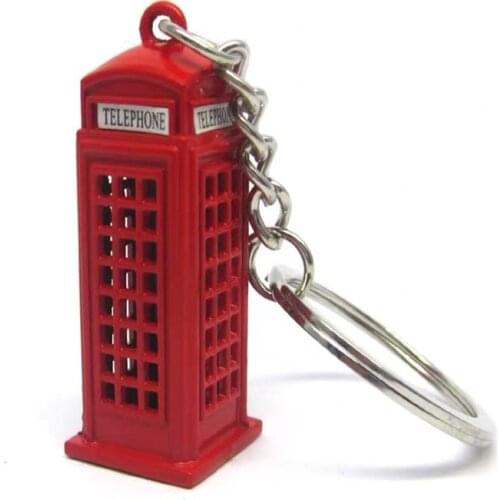 1pcs Creative London Bus Telephone Booth Model keychain London Key Ring Diecast Metal Keychain Souvenir Gift