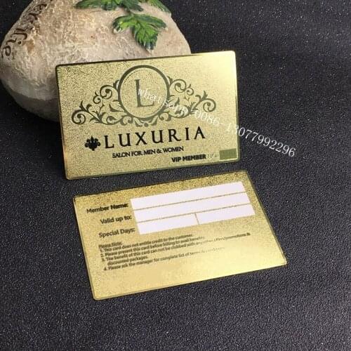 100pcs/ design custom metal business card 80*50mm golden printing personal membership/ VIP card best quantity metal card