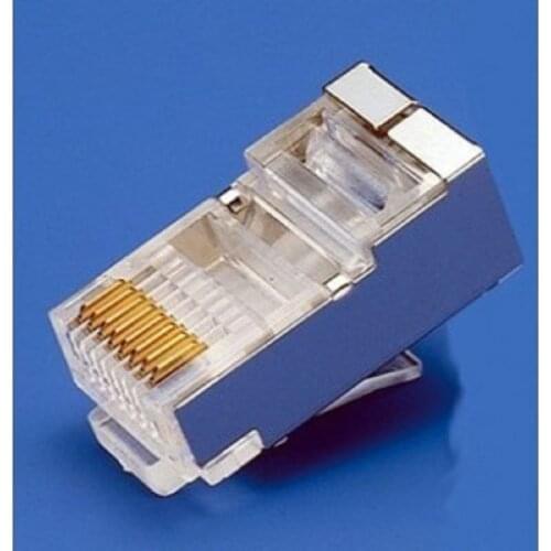 100PCS/lot RJ-45 RJ45 CONNECTOR with shield shielded CAT5e 50U Modular Plug Network for ethernet 8p8c