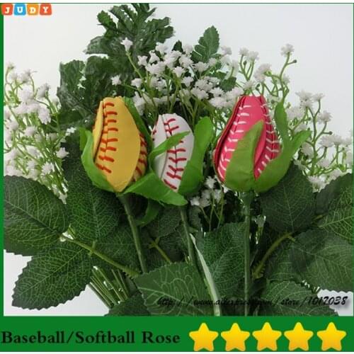 2017 Softball Baseball Roses made from real softballs! Softball Baseball- roses