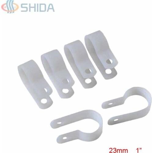 23mm 1" 100pcs White and Black Nylon Cable Clip Car Audio Wire Clamp Hose Mounts