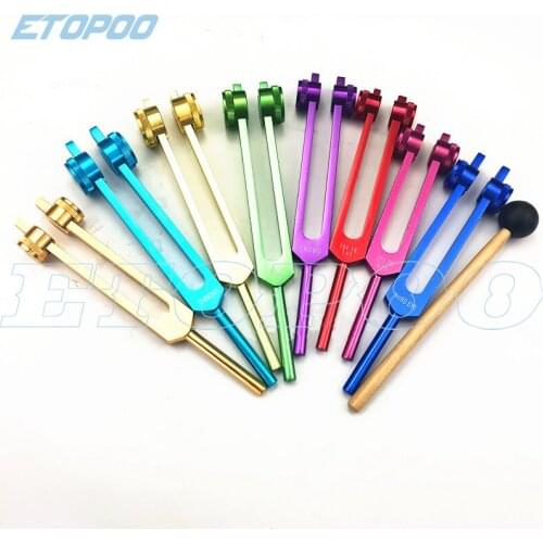 8 colors Indian Chakra Tuner tuning fork ROOT 194.18HZ HEART 136.1HZ SOUL PURPOSE 272.20HZ CROWN 172.06HZ