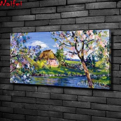 5D Diy Diamond Painting Cross Stitch Kit Diamond Mosaic Embroidery Landscape Spring nature flower tree Square/Round drill Gift