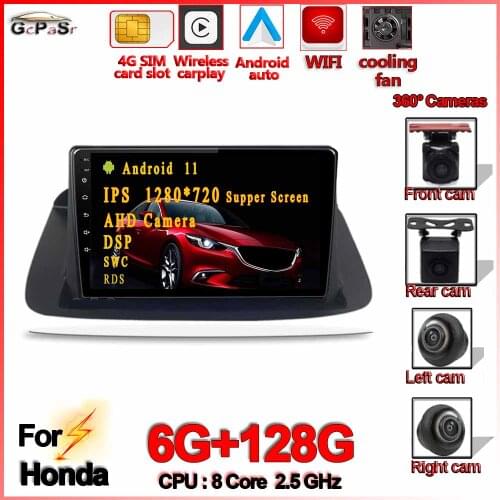360 camera Android 11 Car Stereo Multimedia Player For Honda Accord 8 2008 - 2013 car radio GPS navigation WiFi BT Carplay auto