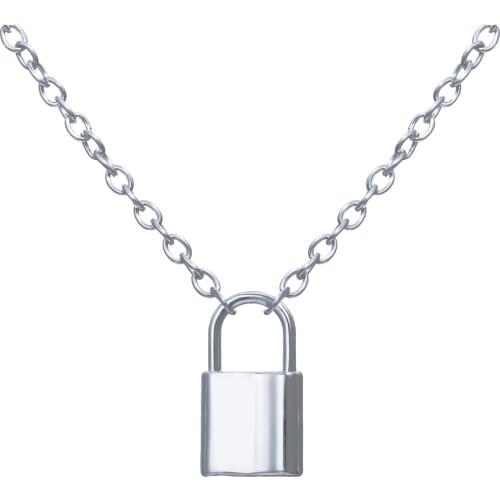 1Pcs Punk Chain with Lock Necklace for Women Men Padlock Pendant Necklace Statement Gothic Cool Collier Femme Fashion Jewelry