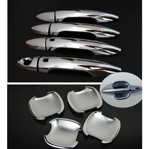 For KIA K2 RIO Sedan 2011 2012 2013 2014 2015 New Chrome Car Door Handle Cover + Cup Bowl Trim With Smart Entry Buttons