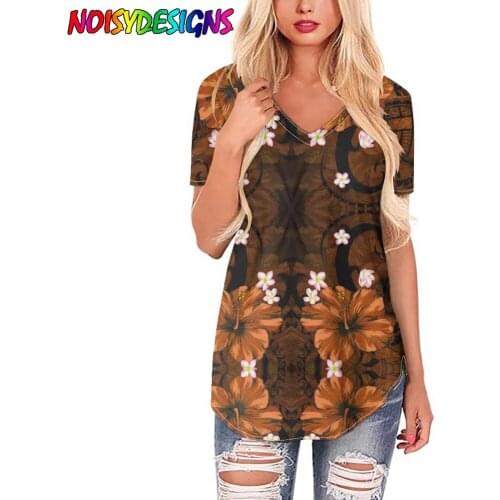 NOISYDESIGNS Hawaiian Hibiscus Plumeria Print T Shirt Women Tops Tees Fashion T Shirt Tops Tees Streetwear Ladies Short Clothes