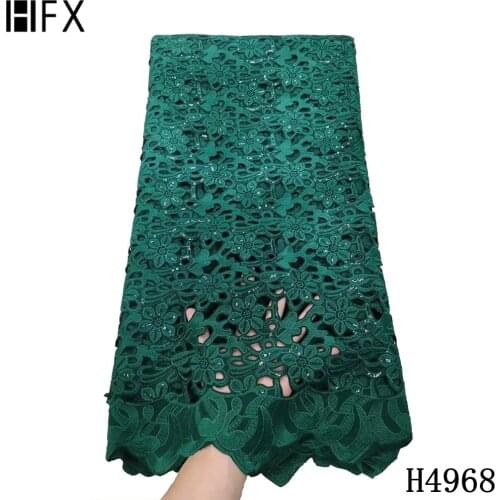 HFX Nigerian green Guipure milk silk Lace fabric 2021 High Quality African Cord Lace Fabric With Sequin For Party Dress H4968
