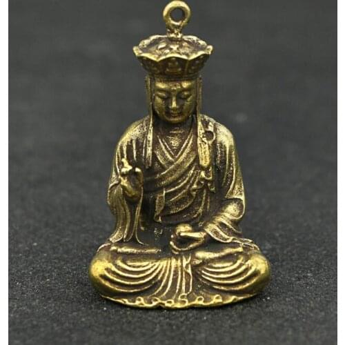 Collection Chinese Brass Carved Xuan Zang Tang Monk Tang Seng Exquisite Small Pendant Statue
