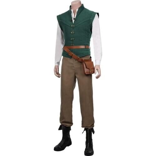 Flynn Rider Cosplay Costume Men Uniform Suit Vest Shirt Outfits Adult Halloween Carnival Party Medieval Vintage Clothing