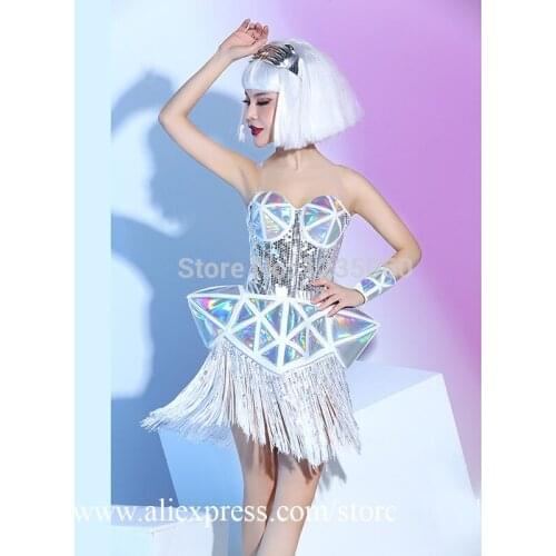 Ballroom dance singer costumes stage show dress dj disco wear mirror suit catwalk club bar performance clothe party event