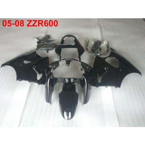 Injection mold high quality fairing kit for Kawasaki Ninja ZZR600 05 06 07 08 glossy black fairings ZZR600 2005-2008 TW33