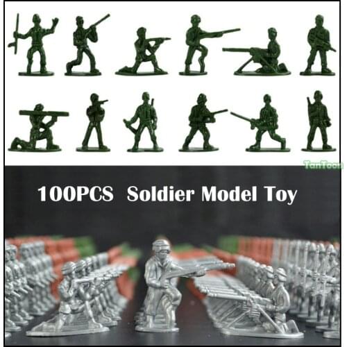 100pcs/lot 3.5cm high Soldier Model Military sandbox game Plastic Toy Soldier Army Men Figures For Childrens toy dolls gift