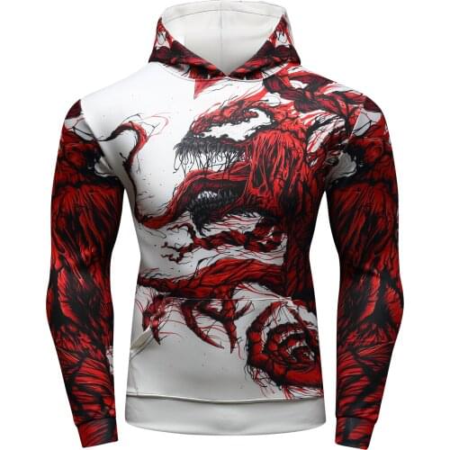Mens Digital Printed Long Sleeve Hoodie High Quality Oversized Running Pullover Tops