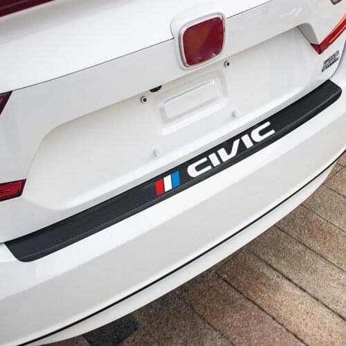 Carbon Fiber Car Rear Bumper Trunk Guard Protected Leather Stickers Vinyl Decals For Honda Civic 10th 8th Type R 2008 2012 2018