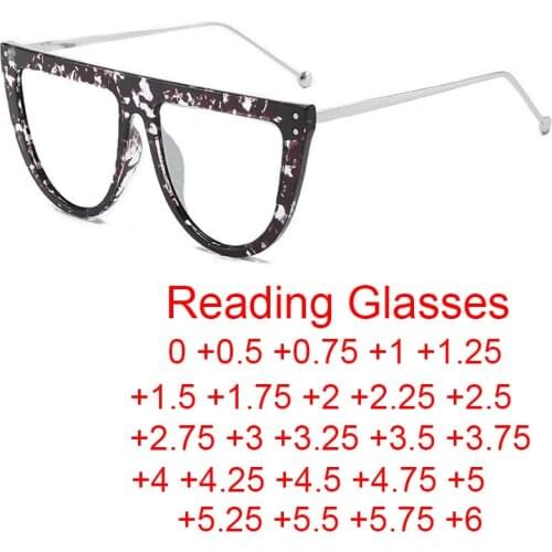 Classic Fashion Half Round Big Frame Reading Glasses 2021 Men Women Finished Prescription Eyeglasses Hyperopia Eyewear 0 to +6.0