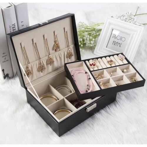New Jewelry Box Princess European Korea Wood Lock Earrings Simple Jewelry Storage Boxes Large Capacity Creative Gifts Decoration