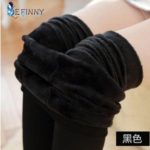 Autumn Plus Velvet Plus Size High Elasticity Footed Warm Leggings Pants for Female