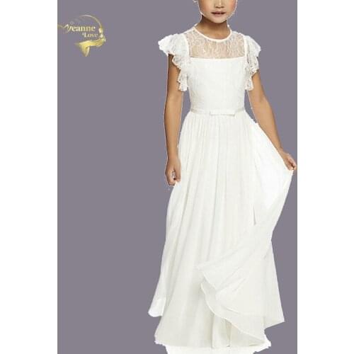 Flower Girl Dress For Wedding Princess Party Gown Lotus Leaf Short Sleeves Formal Beach Bohemian Dress For Teenage Children Baby