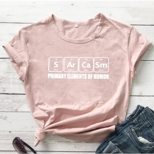 Casual Summer Crewneck Periodic Table Print Tees Tops Men Women Graphic Funny Tshirt Sarcasm Primary Elements Of Humor T-shirt