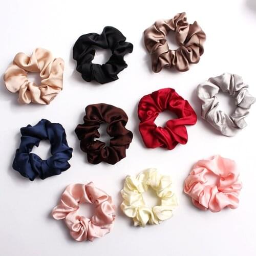 2019 New Women Lovely Satin Scrunchie Elastic Hair Bands Bright Color Hair Scrunchies Girls Hair Tie Accessories Ponytail Holder