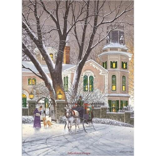 Counted Cross Stitch Kits Needlework Embroidery - Crafts 14 ct Aida DMC Color DIY Arts Handmade Home Decor - Sleigh Ride