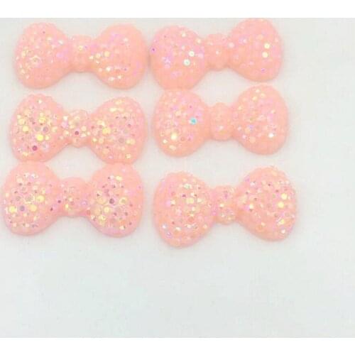 New 23*12.5mm 12Pcs Pink AB Flatback Resin Dotted Bow/Heart/Butterfly Cabochon Rhinestone Gems Crafts For DIY Decoration