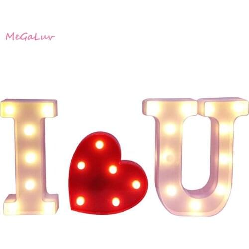 LED Letter Night Light Alphabet Lamp 26 English Alphabet Number Battery Home Culb Wall Decoration Party Wedding Birthday Decor