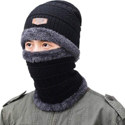 Neck Warmer Winter Hat Knit Cap Scarf Cap Winter Hats For Men Knitted Hat Men Beanie Knit Hat Skullies Beanies