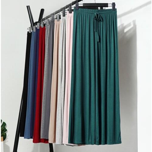 Comfortable Solid Modal Cotton Long Home Pants Plus Size Women Sleep bottoms Female Lounge Wear Night Wear Home Casual Nighty