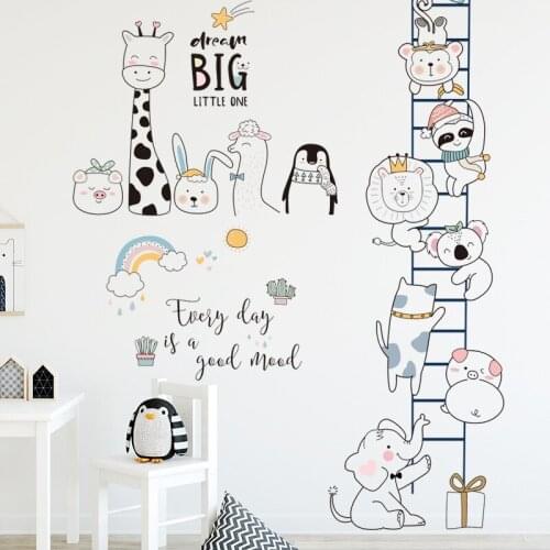 Funny Large Ladder Climb Giraffe Bear Wall Sticker for Living Room Bedroom Kids Room Decor Art Mural Decals Home Decor