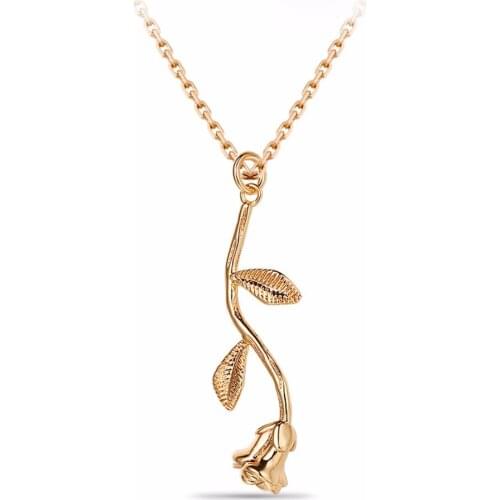 High Quality Champagne Gold/White Gold Color For Women Gift Rose Shape Pendant Necklace