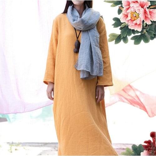 2020 Spring Summer casual dress,women long sleeve loose cotton linen dress,vintage dress,plus size clothing M-4XL 5XL vestidos
