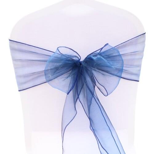 100PC/Set Organza Chair Sashes Top Sale Wedding Organza Chair Cover Bow Knot for Banquet Event Birthday Party Decoration