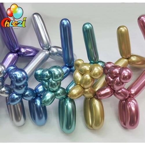 100Pcs Metallic latex Balloon chrome Metal Texture Magic Tying Twisting Long Latex Balloon Birthday Wedding Birthday Decoration