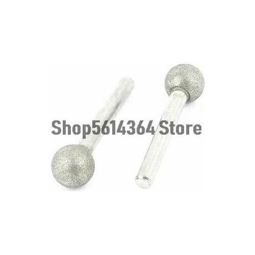 2 Pcs Diamond Coated 14mm Spherical Head Mounted Point Grinding Bit