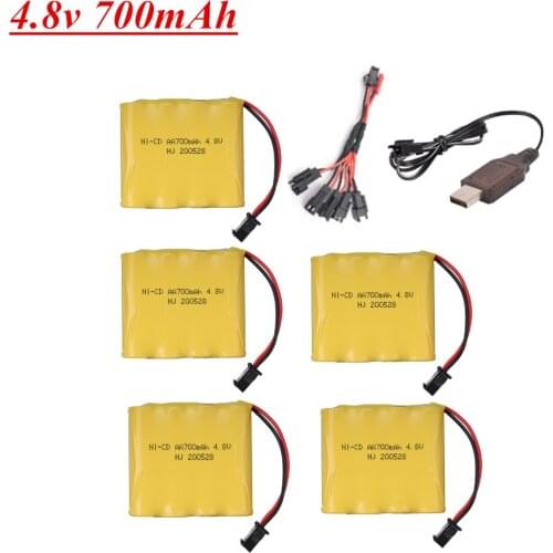 4.8V 700mAh Ni-Cd Rechargeable Battery For RC Toys Electric Car RC truck RC tank Boat Gun Spare Parts 4.8V Volt Bateria SM-2P