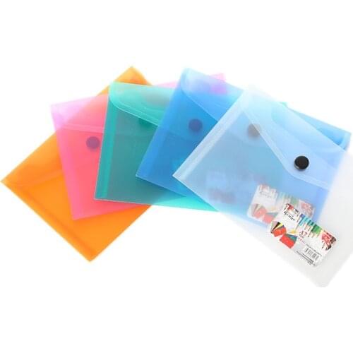 5Pcs A7 Simple Transparent Frosted Snap Button File Bag Plastic Information Bag Bill Bag Student Office Supplies Storage