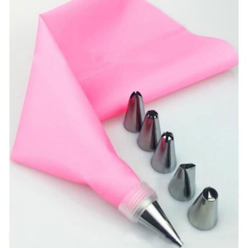 8PCS DIY Cake Decorating Tips Set Icing Piping Cream Pastry Bag with 6 pcs Stainless Steel Nozzle Set Cake Decorating Tools
