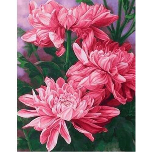 5D DIY Diamond Painting Flower Picture Green Leaf Red Flower Scene Picture Square/Round Diamond Cross Stitch Decorative WG3086